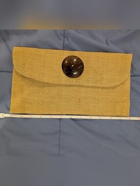 Tan Clutch with Turtleback Accent